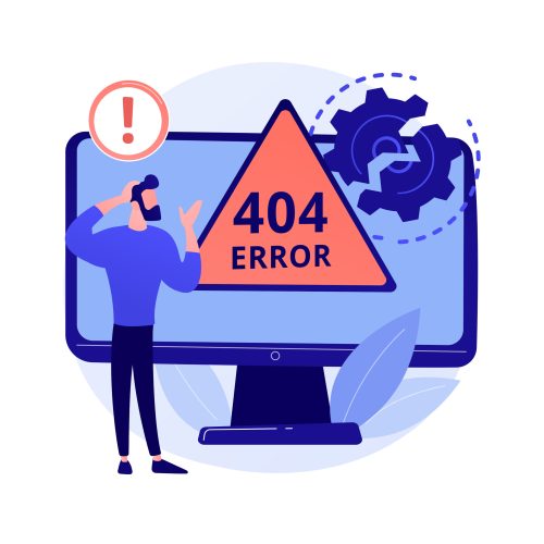 404 error abstract concept vector illustration. Error webpage, 404 template, browser download failure, page not found, server request, unavailable, website communication problem abstract metaphor.